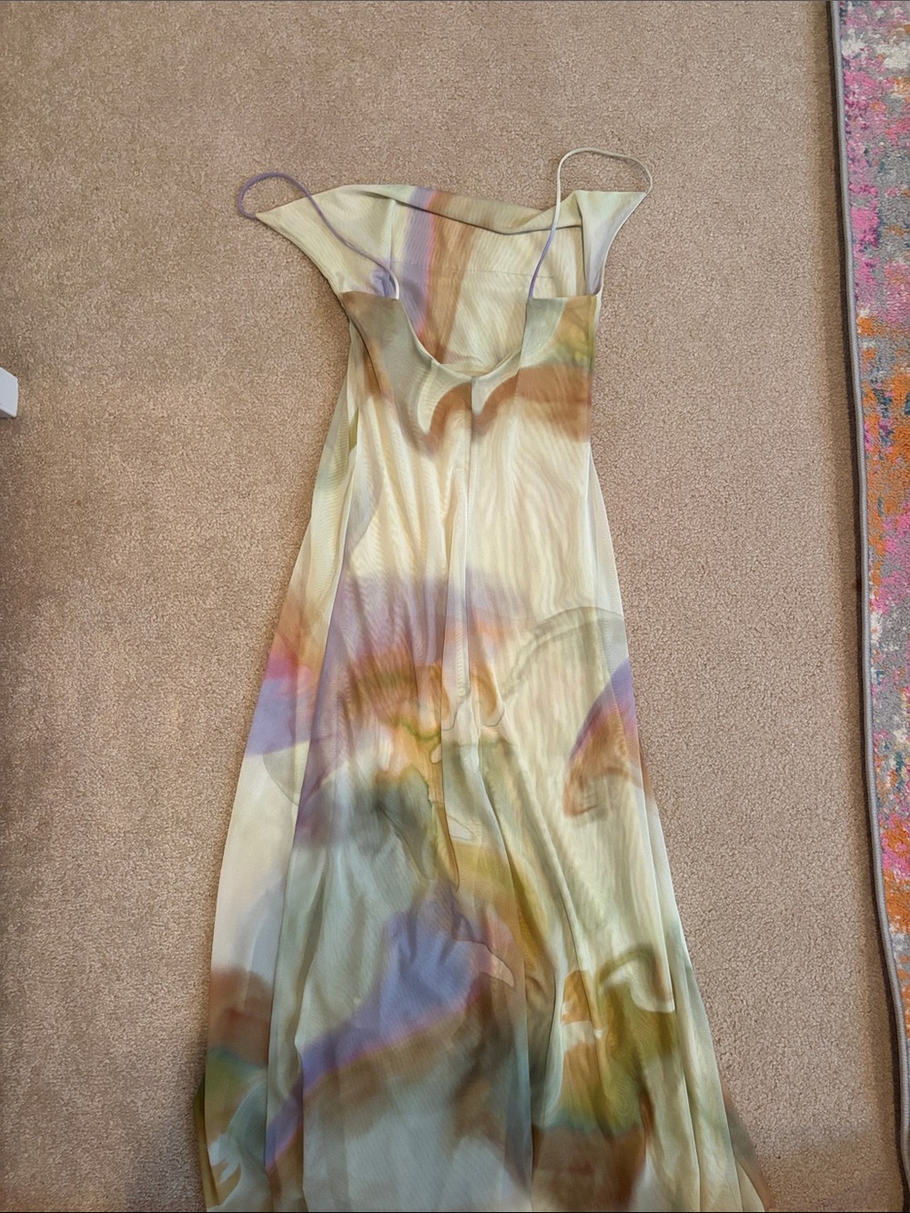 Zara Pastel Yellow Maxi Dress with Watercolor Swirls - Only Worn Once - Picture 2 of 2